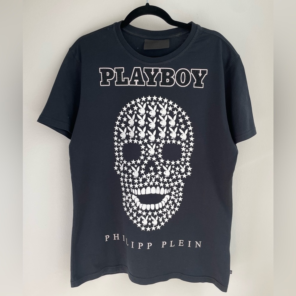 Philipp Plein Black Embellished Logo Tee